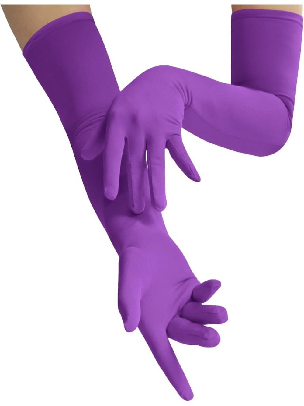 Women's Purple Halloween Costume Accessories Spandex Stretch Opera Gloves